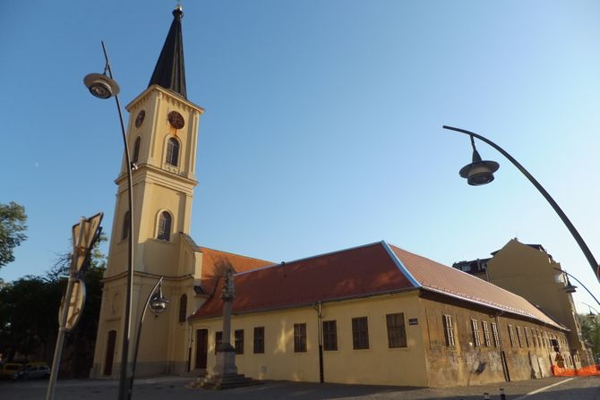 Pančevo panorama centar grada, rikokatolička crkva