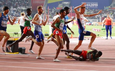 Filip Ingebriksen i Tadese Lemi, 1500 metara incident, Doha 2019
