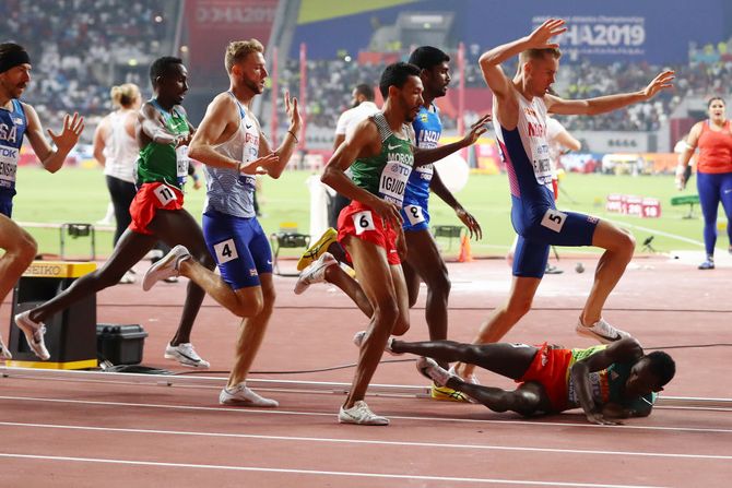 Filip Ingebriksen i Tadese Lemi, 1500 metara incident, Doha 2019