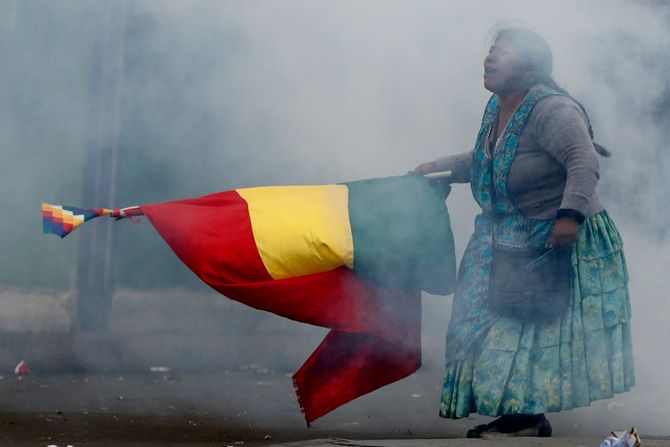 Bolivija La Paz pristalice Eva Moralesa