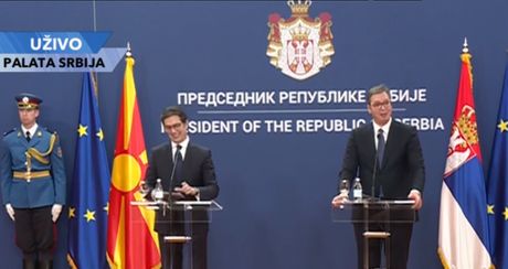 predsednici Aleksandar Vučić i Stevo Pendarovski