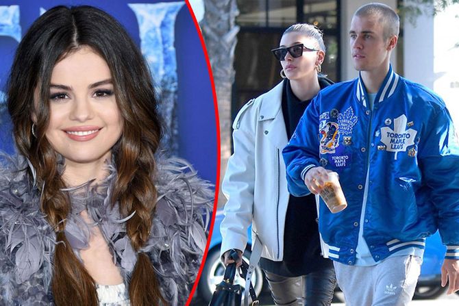 Selena Gomez, Hejli Boldvin i Džastin Biber