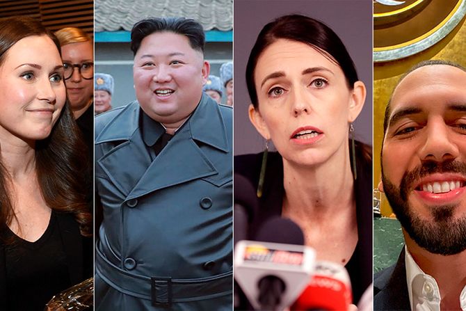 Sanna Marin, Kim Jong Un, Jacinda Ardern, Nayib Bukele