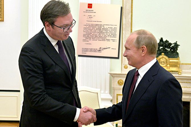 Aleksandar Vucic, Vladimir Putin, pismo