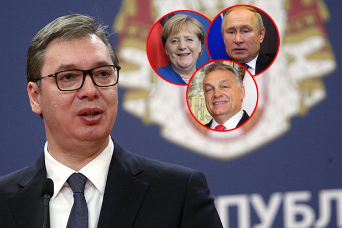 Aleksandar Vucic, Putin, Orban, Merkel