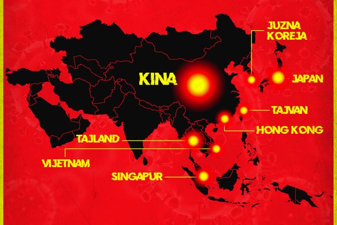 Koronavirus mapa Azija