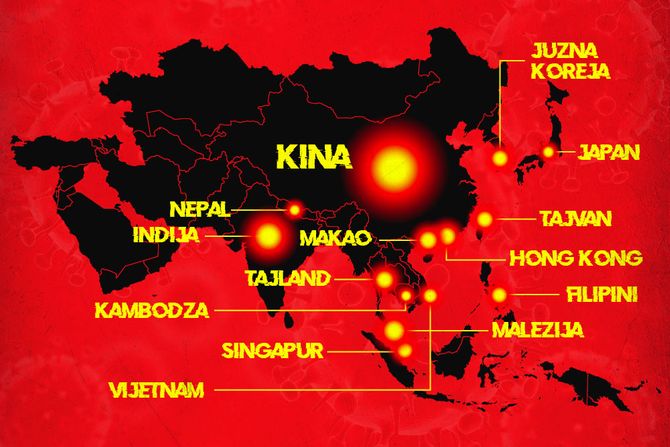 Koronavirus mapa Azija