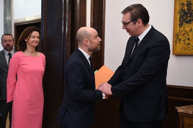 Aleksandar Vučić, Vladimir Bilcik,  Tanja Fajon