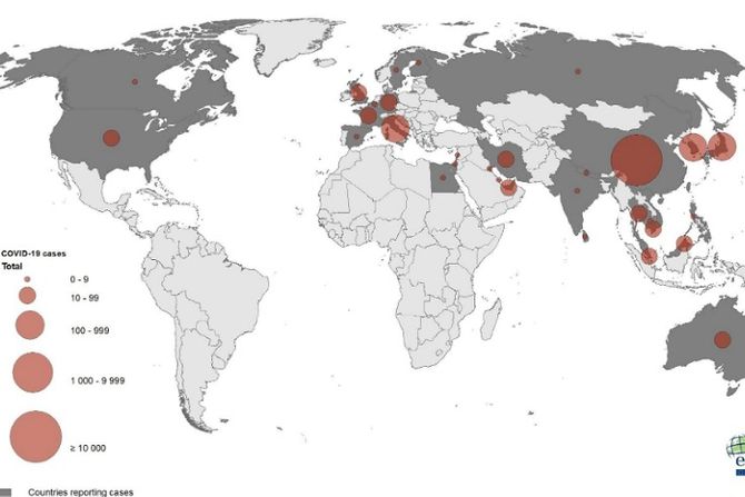 mapa širenja korona virusa