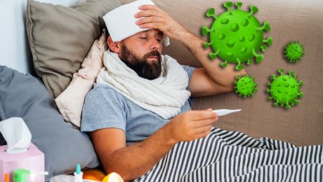 korona virus, koronavirus, temperatura, prehlada, bolest, krevet, muskarac lezi u krevetu groznica korona virus, koronavirus, temperatura, prehlada, bolest, krevet, muskarac lezi u krevetu groznica