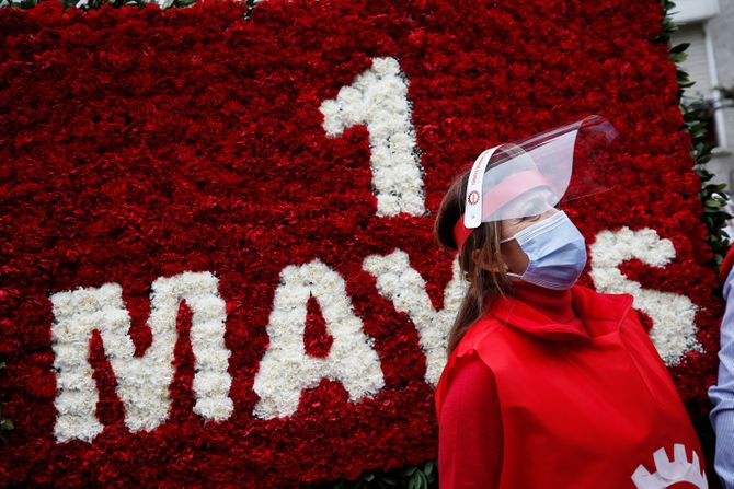 1 maj, Prvi maj, protest, radnik, maska, vizir, koronavirus