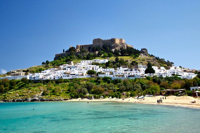 lindos, grčka, plaža