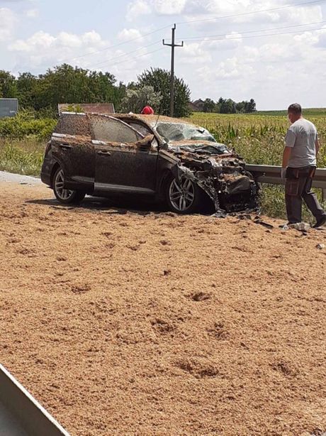 Bački Brestovac, Sombor, udes, saobraćajna nesreća, Smrskan Audi Q7, biznismen stradao na mestu Bački Brestovac, Sombor, udes, saobraćajna nesreća, Smrskan Audi Q7, biznismen stradao na mestu