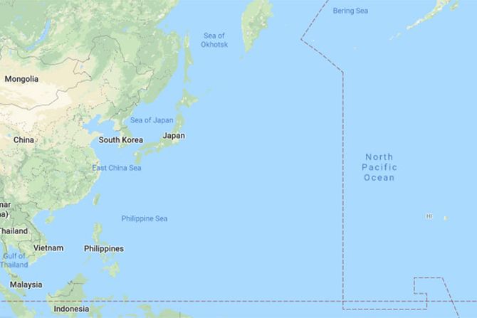 Japanska obala, Pacifik, Tihi okean mapa