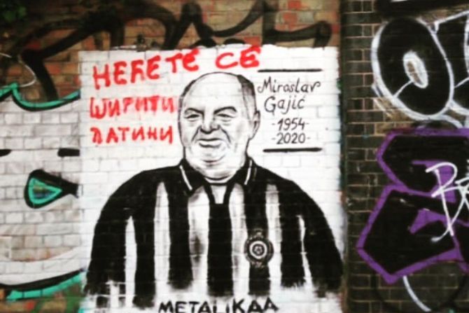 Miša Tumbas, mural, London, grafit, navijači, Zvezda, Partizan, Grobari, GTR