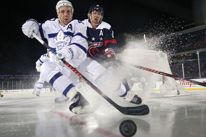 Leo Komarov #47 of the Toronto Maple Leafs