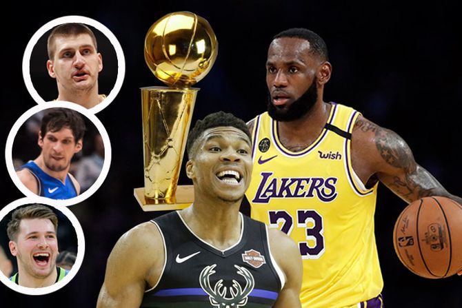 Džejms Lebron, Janis Adetokumbo, Nikola Jokić, Bobi Marjanović, Luka Dončić, trofej NBA