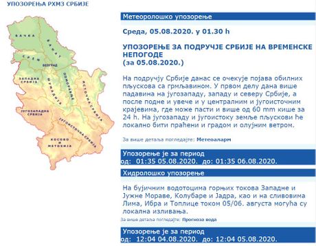 Upozorenje RHMZ Upozorenje RHMZ