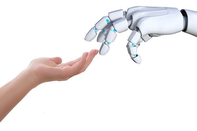 Ruke, robot, čovek, veštačka inteligencija Ruke, robot, čovek, veštačka inteligencija