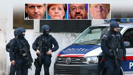 Beč teroristički napad Tramp, Makron, Merkel, Šarl Mišel Beč teroristički napad Tramp, Makron, Merkel, Šarl Mišel