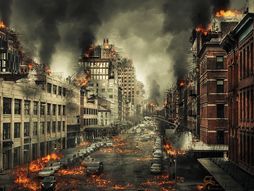 Futurizam, futuristički grad, budućnost sveta, Apokalipsa, svetski rat, kraj sveta