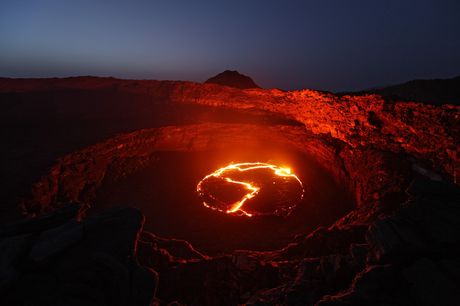 Erta Ale volcano, vulkansko jezero lave, kapija pakla, Etiopija