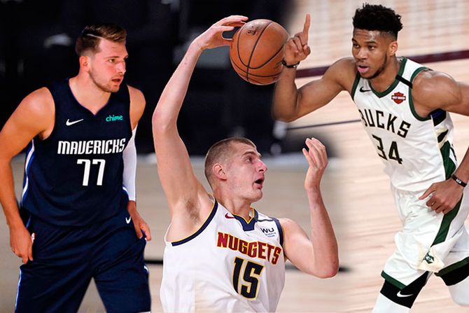 giannis antetokounmpo, luka doncic i nikola jokić