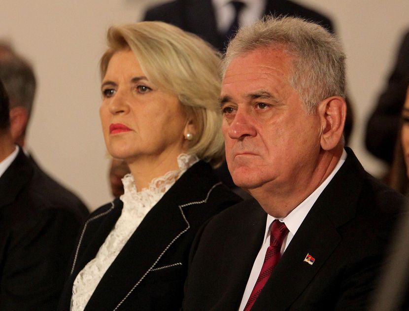 Former Serbian President Tomislav Nikolic and his wife Dragica ...