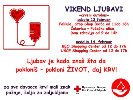 Institut za transfuziju krvi, dobrovoljno davanje krvi, Dan zaljubljenih Institut za transfuziju krvi, dobrovoljno davanje krvi, Dan zaljubljenih