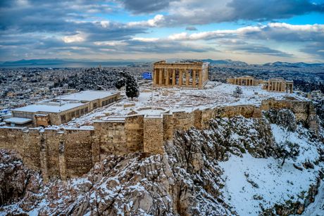 Atina zima sneg Grčka