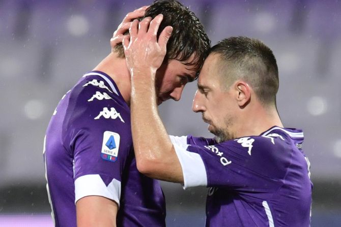 Dušan Vlahović, FK Fiorentina, Frank Riberi Dušan Vlahović, FK Fiorentina, Frank Riberi