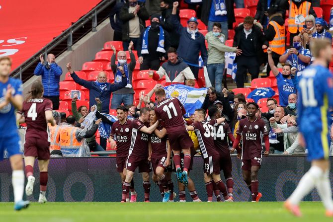 Fudbal, finale FA kupa FK Čelsi - FK Lester, slavlje