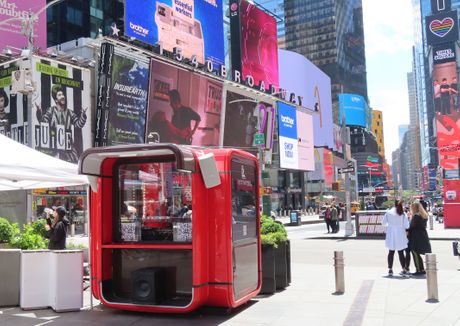 Times Square Transmissions kiosk Times Square Transmissions kiosk
