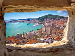 Split, plaža, more, odmor, panorama grada, luka, Hrvatska