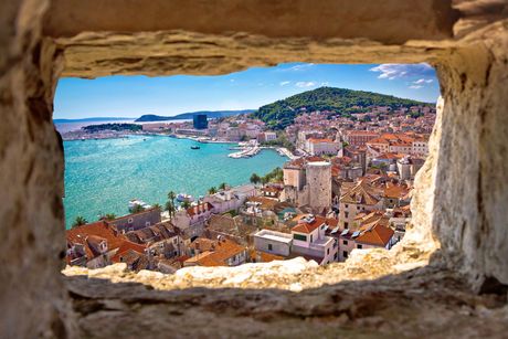 Split, plaža, more, odmor, panorama grada, luka, Hrvatska