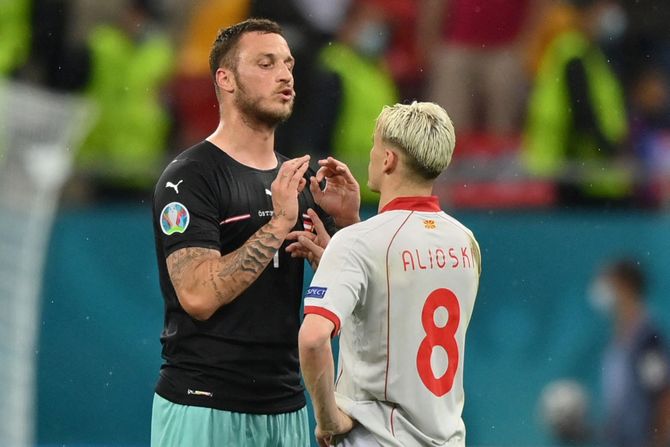 Marko Arnautović, Ezdžan Alijoski, Austrija - Severna Makedonija, EURO 2021 Marko Arnautović, Ezdžan Alijoski, Austrija - Severna Makedonija, EURO 2021