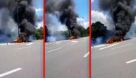 Haos kod Ivanjice: Auto se zapalio u toku vožnje, povređen muškarac