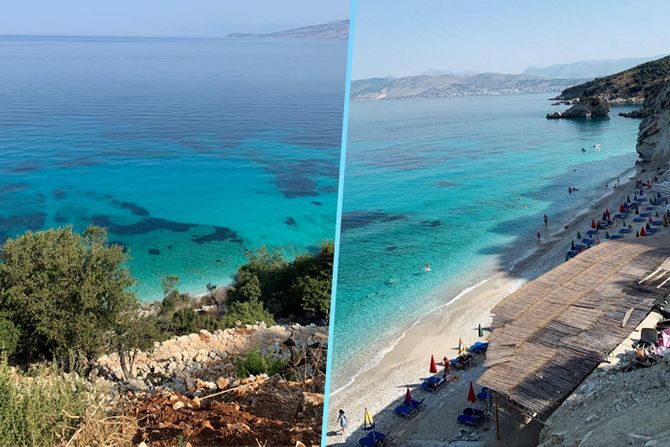 Albanija shpella e pellumbave, more, plaža Albanija shpella e pellumbave, more, plaža