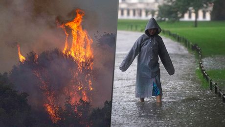 Britanija kiša poplave, Italija požari