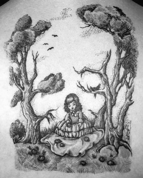 Back Skull Girl Tattoo Devojčica Back Skull Girl Tattoo Devojčica