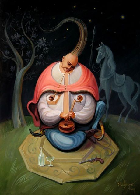 Oleg Shuplyak Optička Iluzija konj glava svirač mozgalica skrivalica