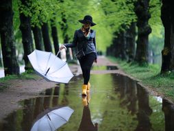 Gumene Čizme Kišobran Žena Kiša