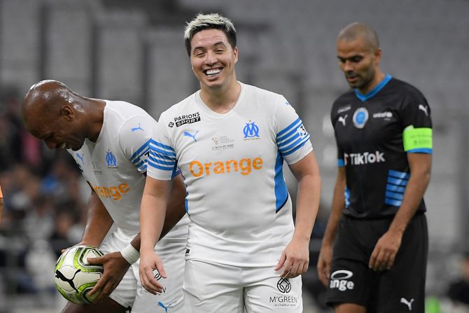 Samir Nasri, Toni Parker, Didije Drogba, FK Olimpik Marselj Samir Nasri, Toni Parker, Didije Drogba, FK Olimpik Marselj