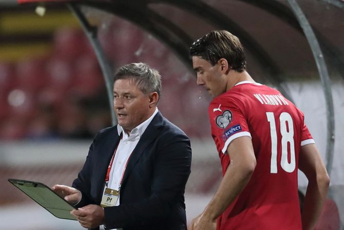 Dušan Vlahović, Dragan Stojković Piksi, fudbalska reprezentacija Srbije Dušan Vlahović, Dragan Stojković Piksi, fudbalska reprezentacija Srbije