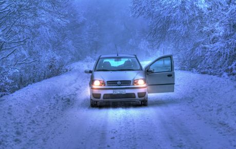 Fiat Punto, auto, zima, sneg