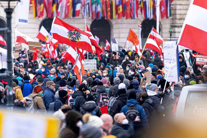 Austrija, Beč protesti protiv antikovid mera korona