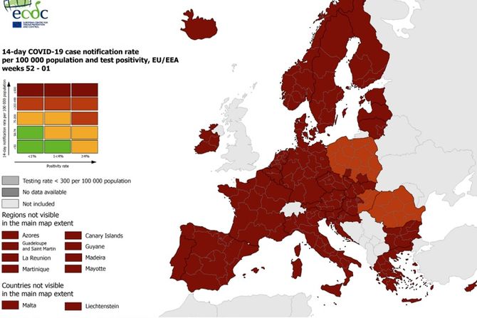 Korona mapa Evropa Evropski centar za kontrolu i prevenciju bolesti