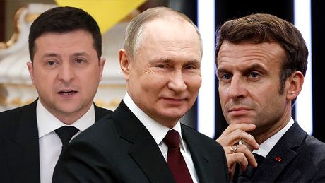 Vladimir Putin, Emanuel Makron, Volodimir Zelenski