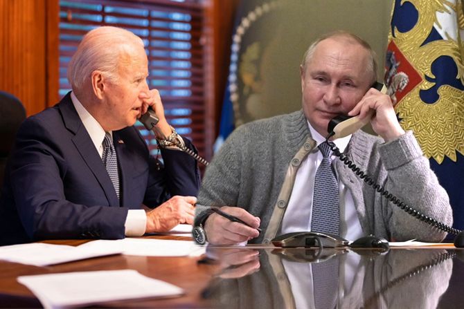 Joe Biden Džo Bajden, Vladimir Putin  telefon pričaju telefonom