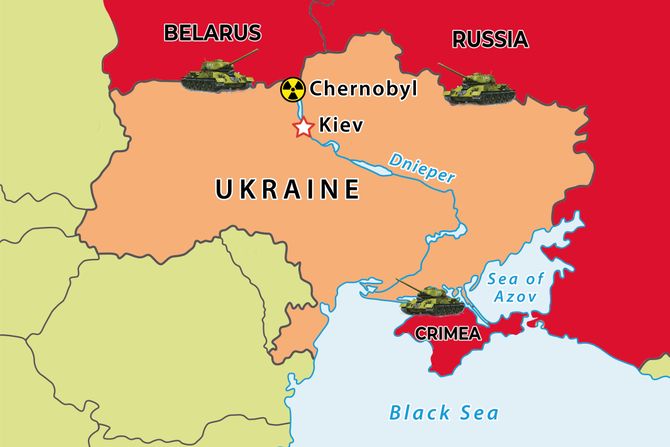 Ukrajina Rusija mapa invazija Ukrajina Rusija mapa invazija